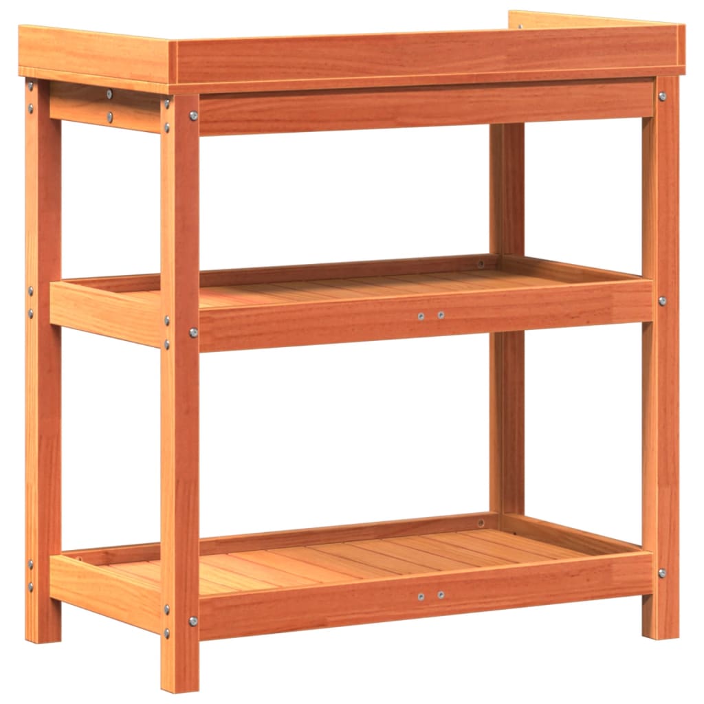 Potting Table with Shelves Brown 82.5x45x86.5 cm Solid Wood Pine
