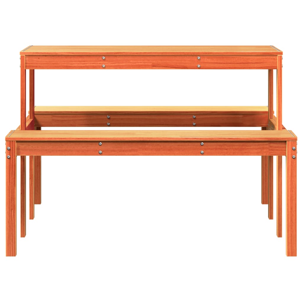 Picnic Table Wax Brown 110x134x75 cm Solid Wood Pine