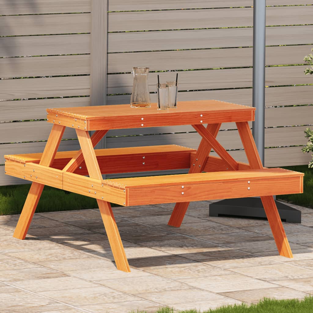 vidaXL Picnic Table Wax Brown 105x134x75 cm Solid Wood Pine