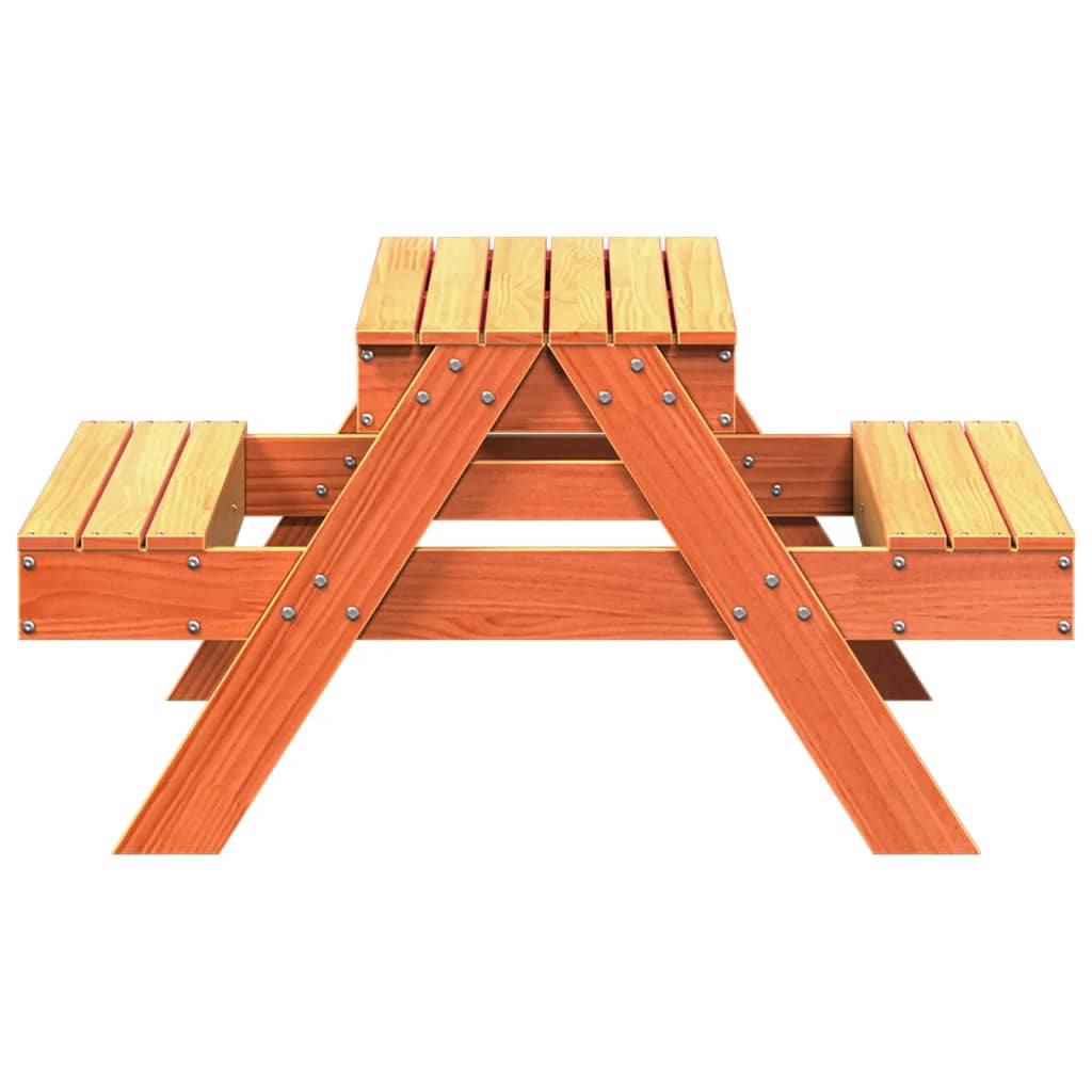 vidaXL Picnic Table with Sandpit for Kids Wax Brown Solid Wood Pine