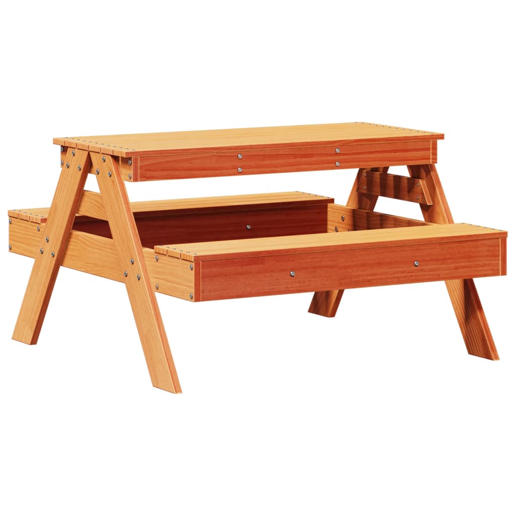 vidaXL Picnic Table for Kids Wax Brown 88x97x52 cm Solid Wood Pine