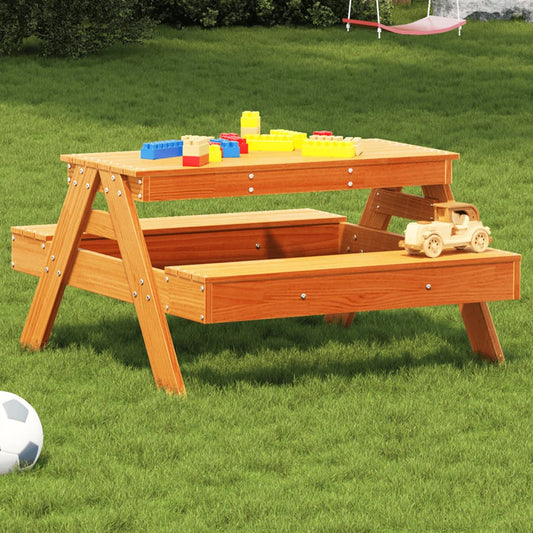 vidaXL Picnic Table for Kids Wax Brown 88x97x52 cm Solid Wood Pine