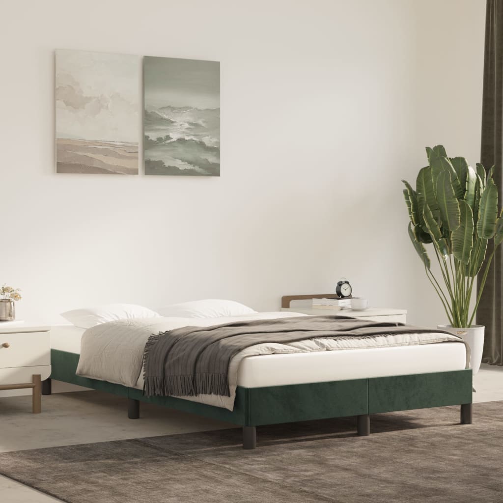 vidaXL Bed Frame without Mattress Dark Green 120x190 cm Small Double Velvet