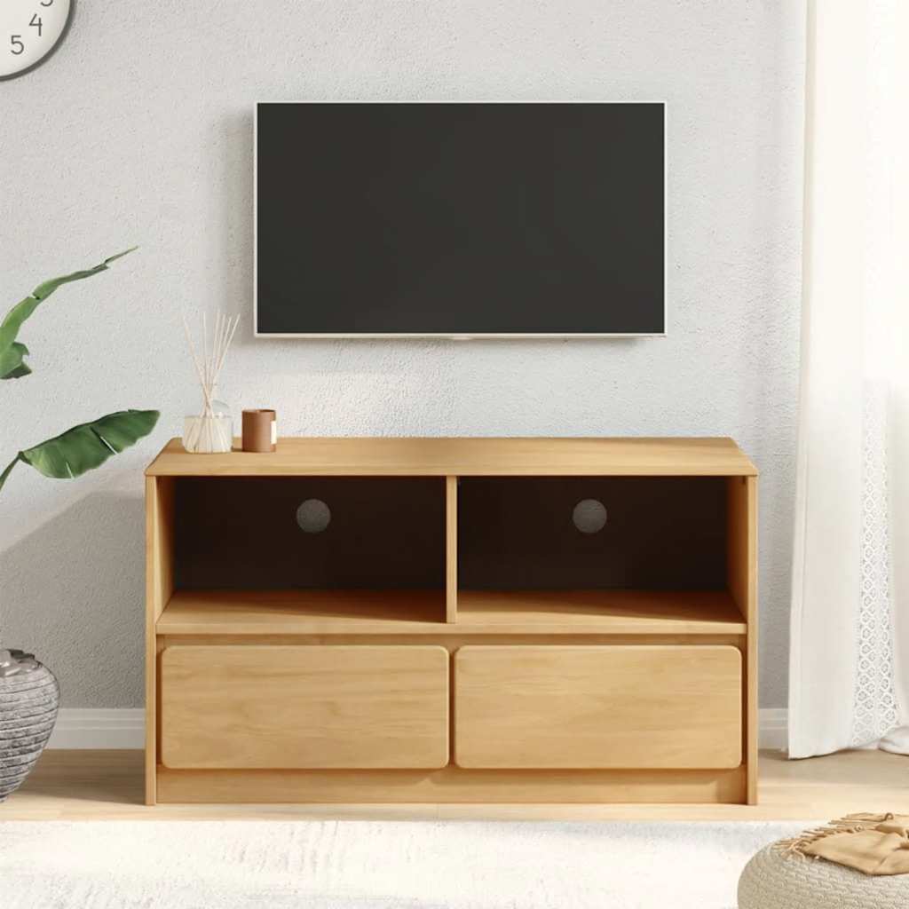TV Cabinet "SAUDA" Oak 99x43x55 cm Solid Wood Pine