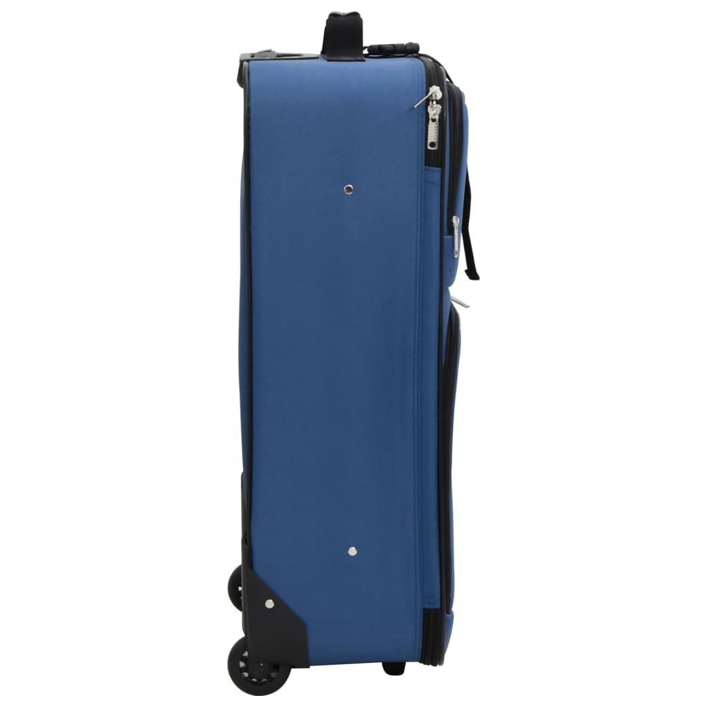 5 Piece Travel Luggage Set Blue Fabric