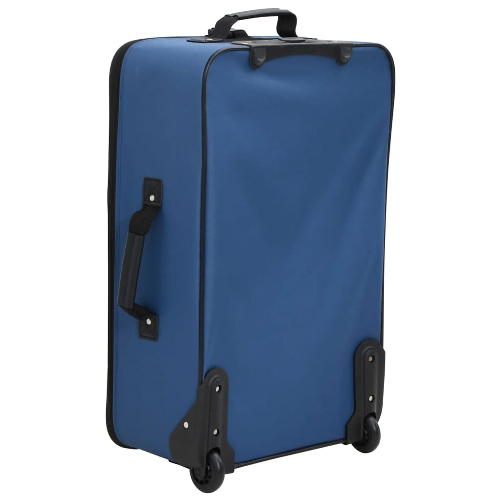 5 Piece Travel Luggage Set Blue Fabric