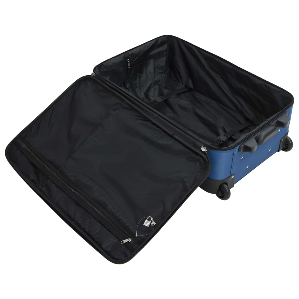 5 Piece Travel Luggage Set Blue Fabric