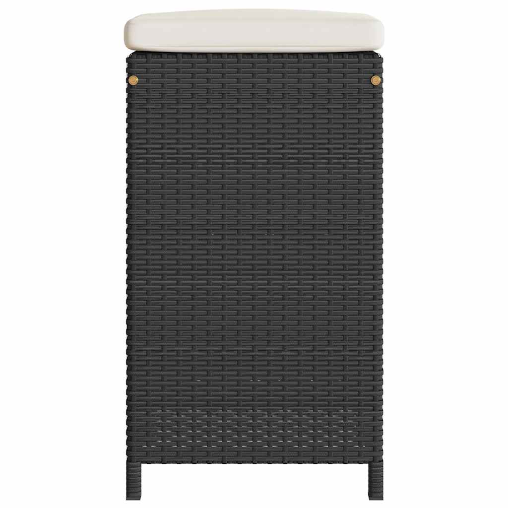 vidaXL Garden Bar Stools with Cushions 2 pcs Black Poly Rattan