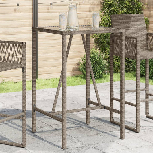 vidaXL Outdoor Bar Table Grey 70x70x110 cm Poly Rattan