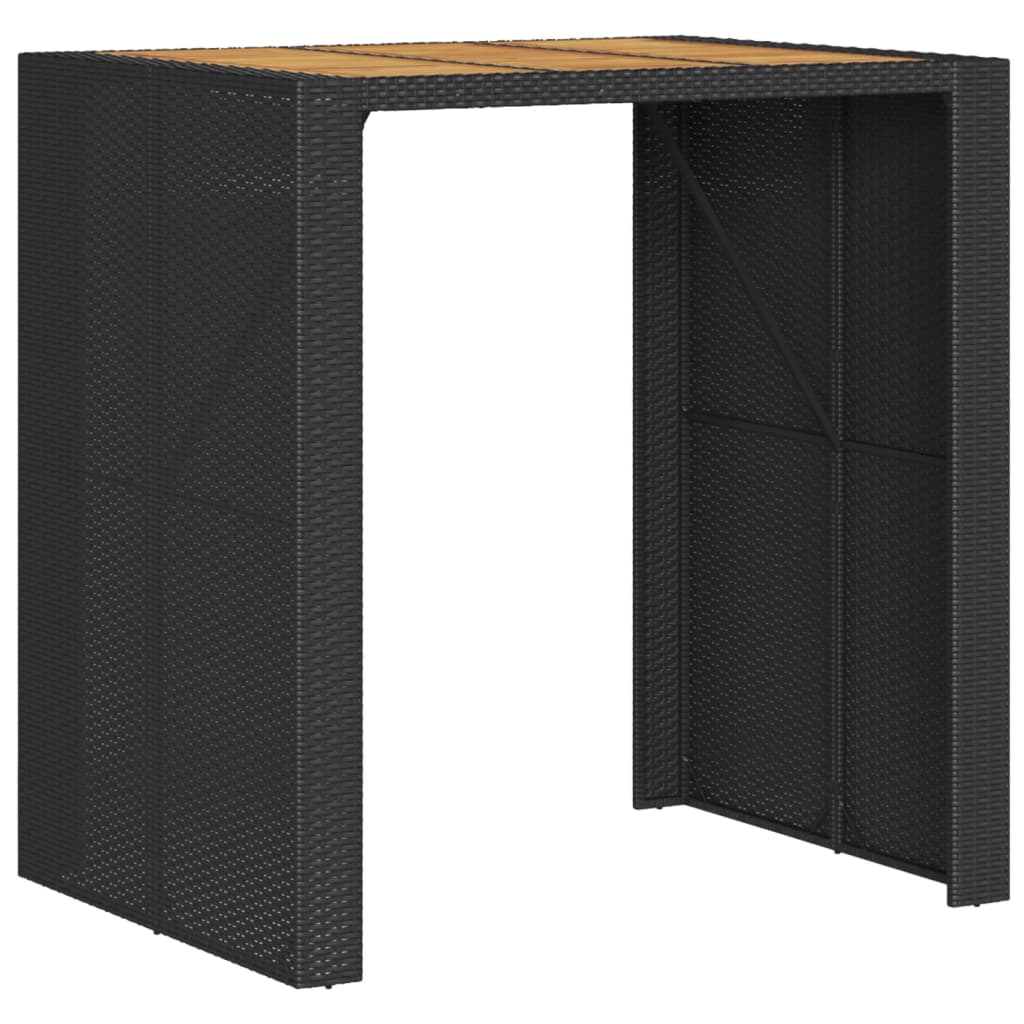 Garden Bar Table with Acacia Wood Top Black 105x80x110 cm