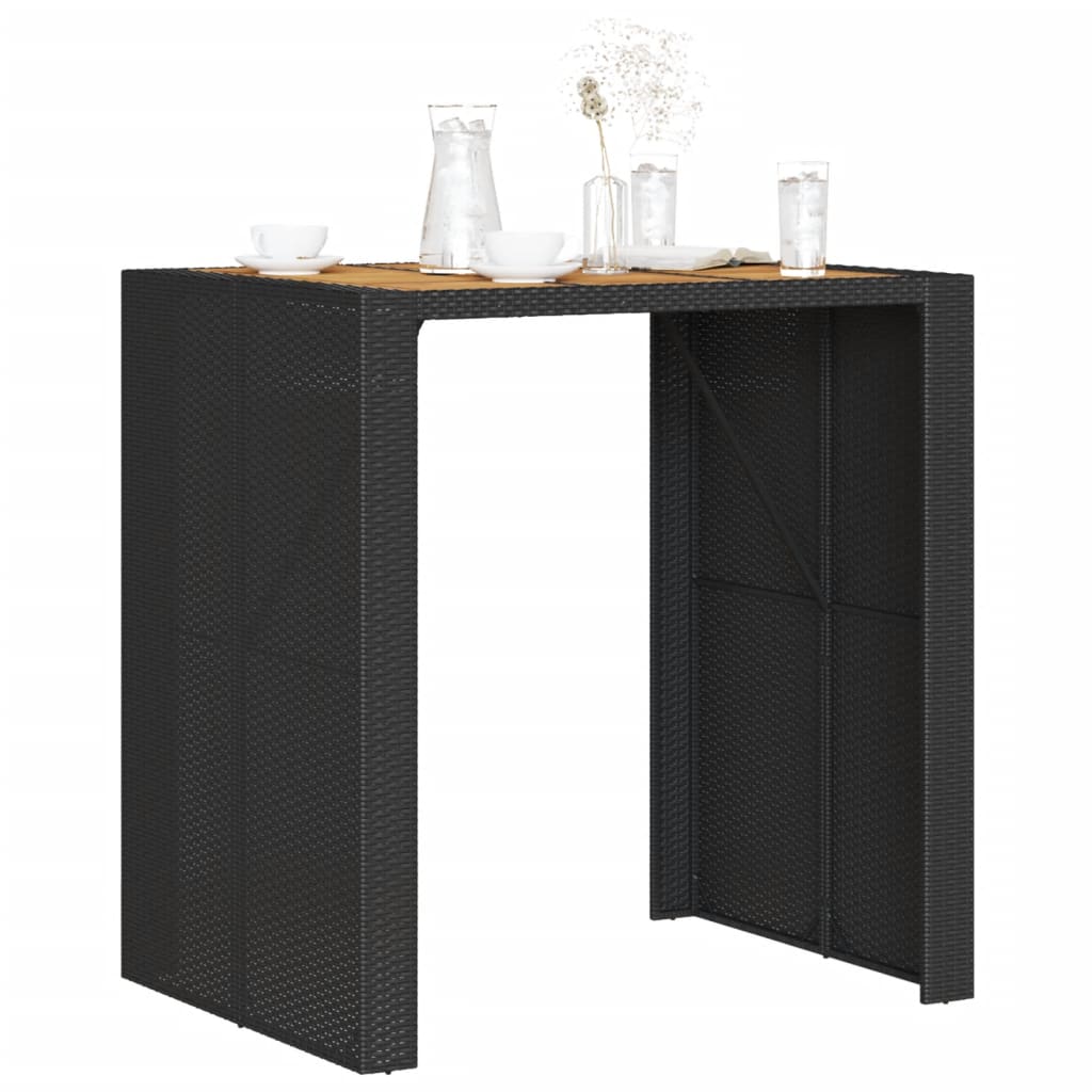Garden Bar Table with Acacia Wood Top Black 105x80x110 cm