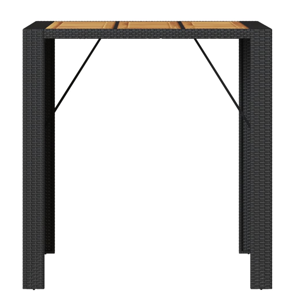 Garden Bar Table with Acacia Wood Top Black 105x80x110 cm