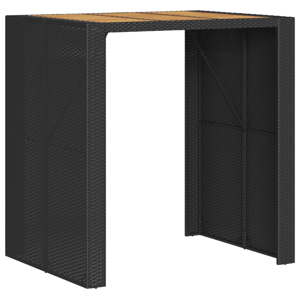 Garden Bar Table with Acacia Wood Top Black 105x80x110 cm