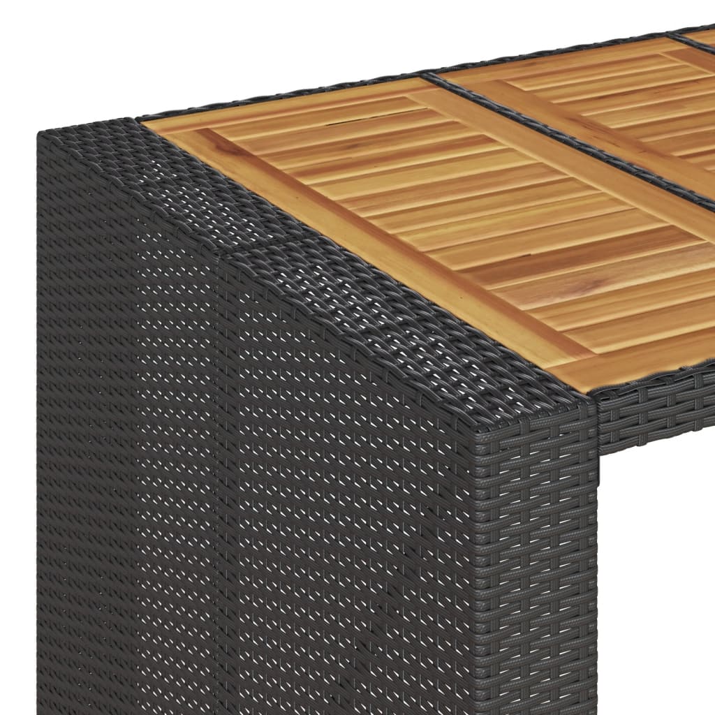 Garden Bar Table with Acacia Wood Top Black 105x80x110 cm