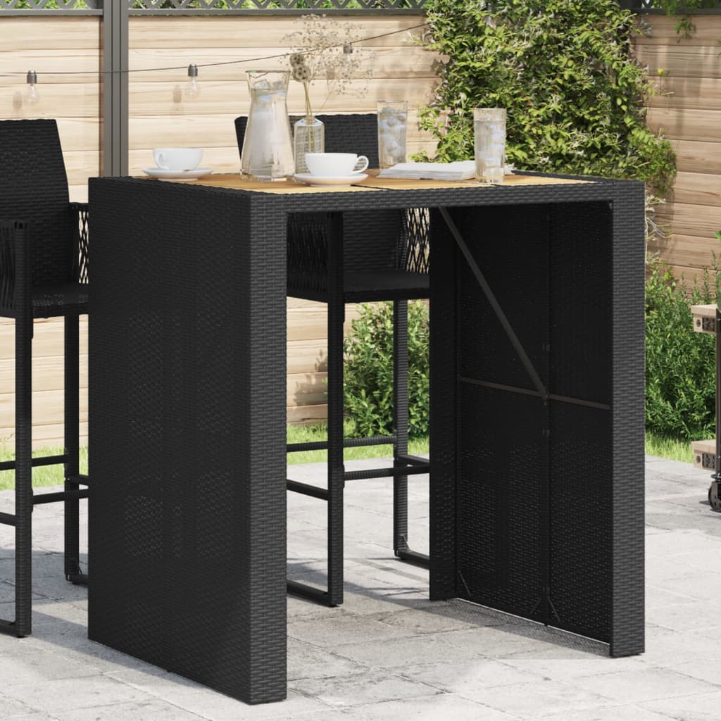Garden Bar Table with Acacia Wood Top Black 105x80x110 cm