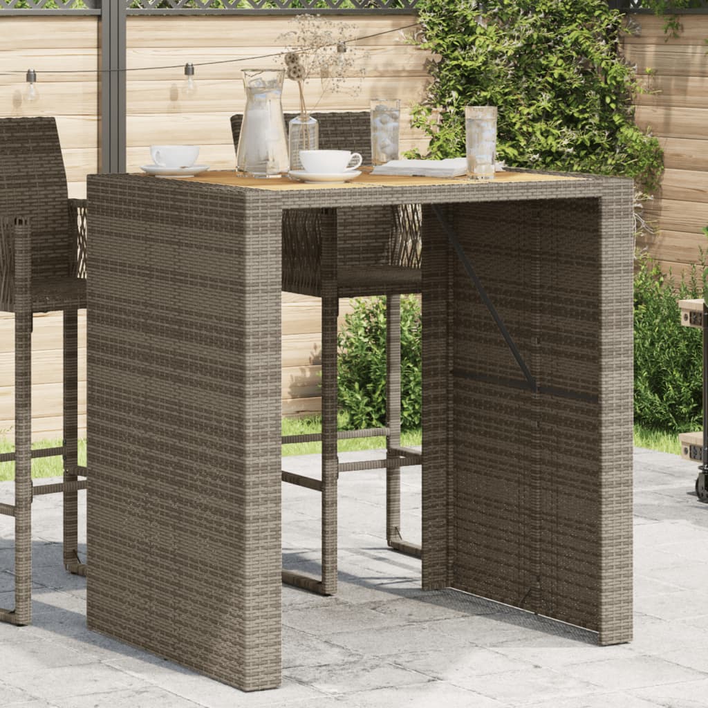 Garden Bar Table with Acacia Wood Top Grey 105x80x110 cm