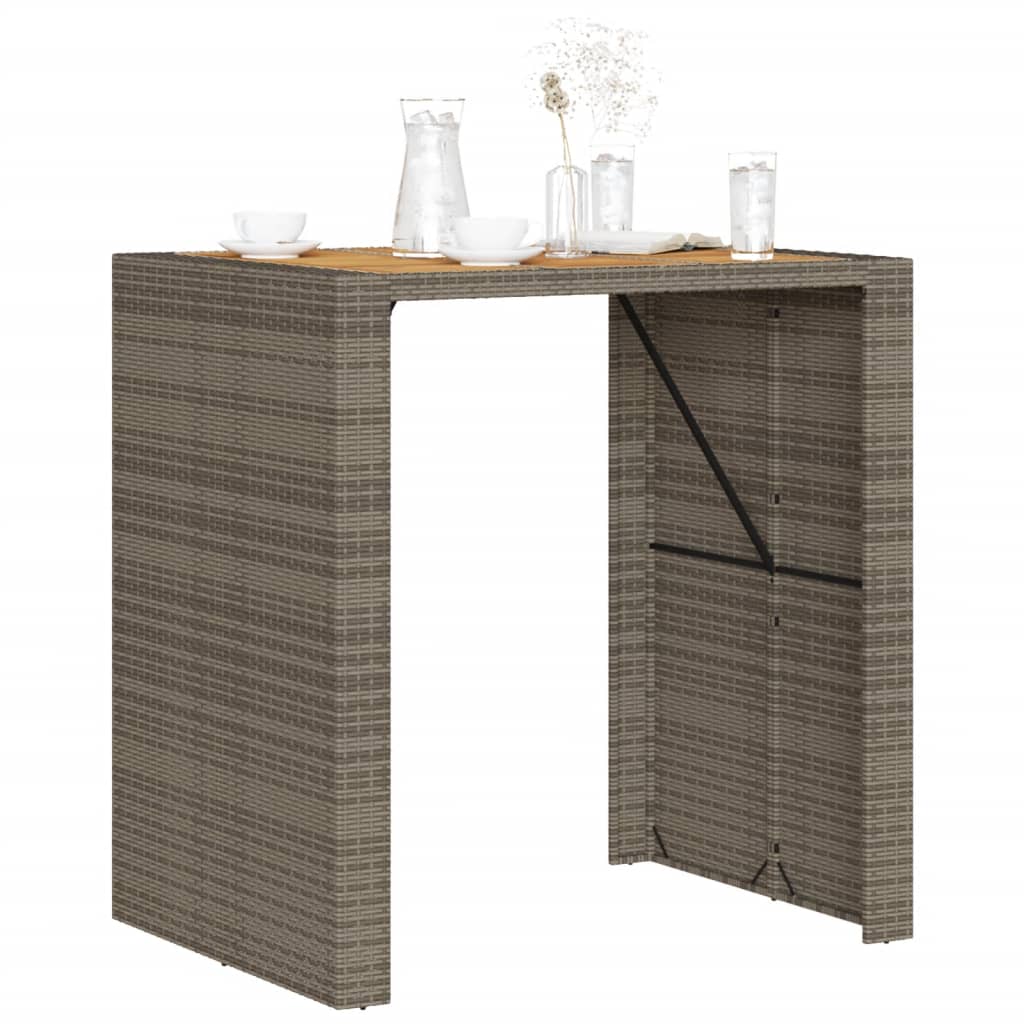Garden Bar Table with Acacia Wood Top Grey 105x80x110 cm