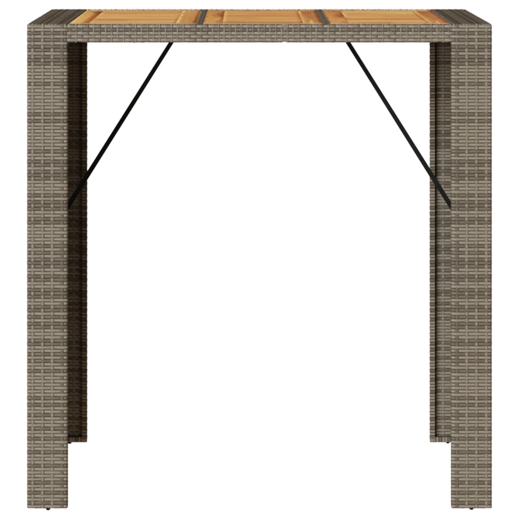 Garden Bar Table with Acacia Wood Top Grey 105x80x110 cm