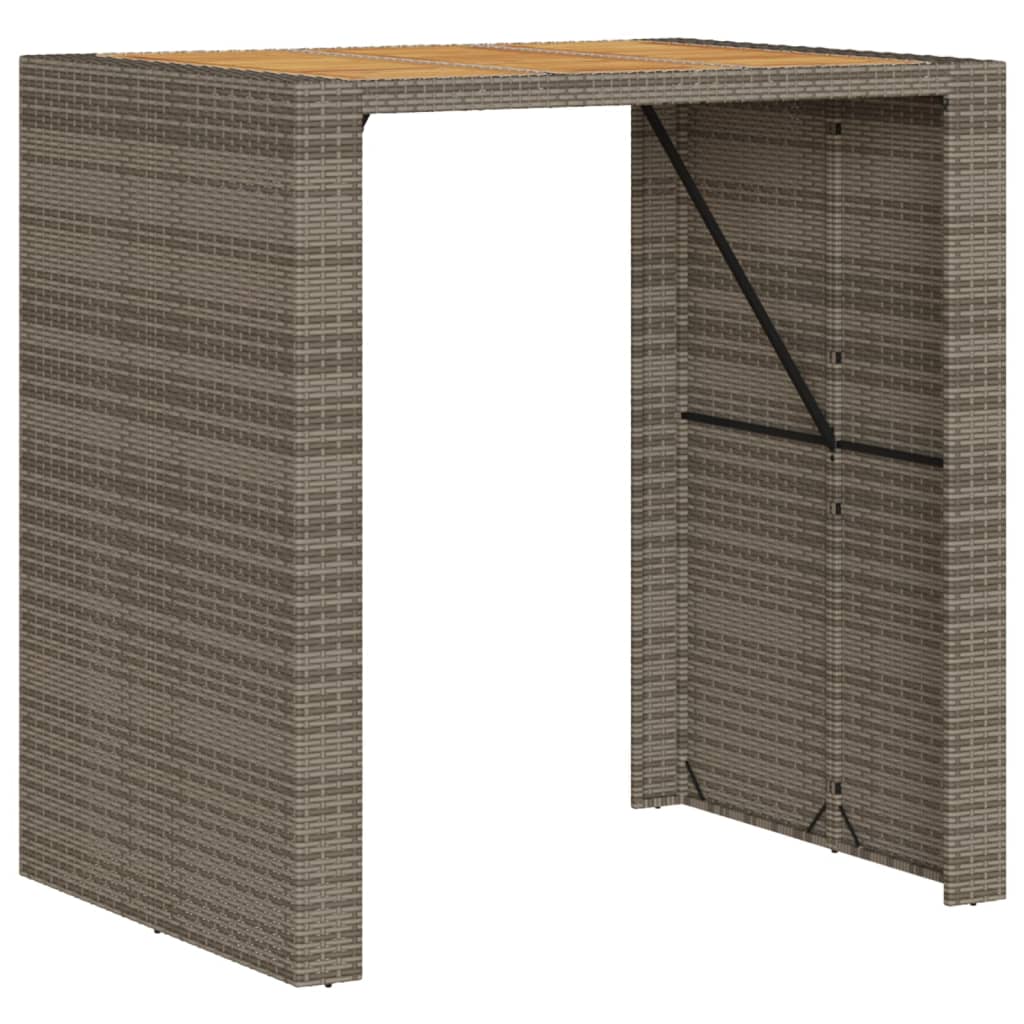 Garden Bar Table with Acacia Wood Top Grey 105x80x110 cm