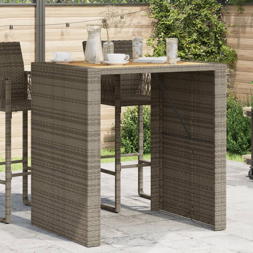 Garden Bar Table with Acacia Wood Top Grey 105x80x110 cm