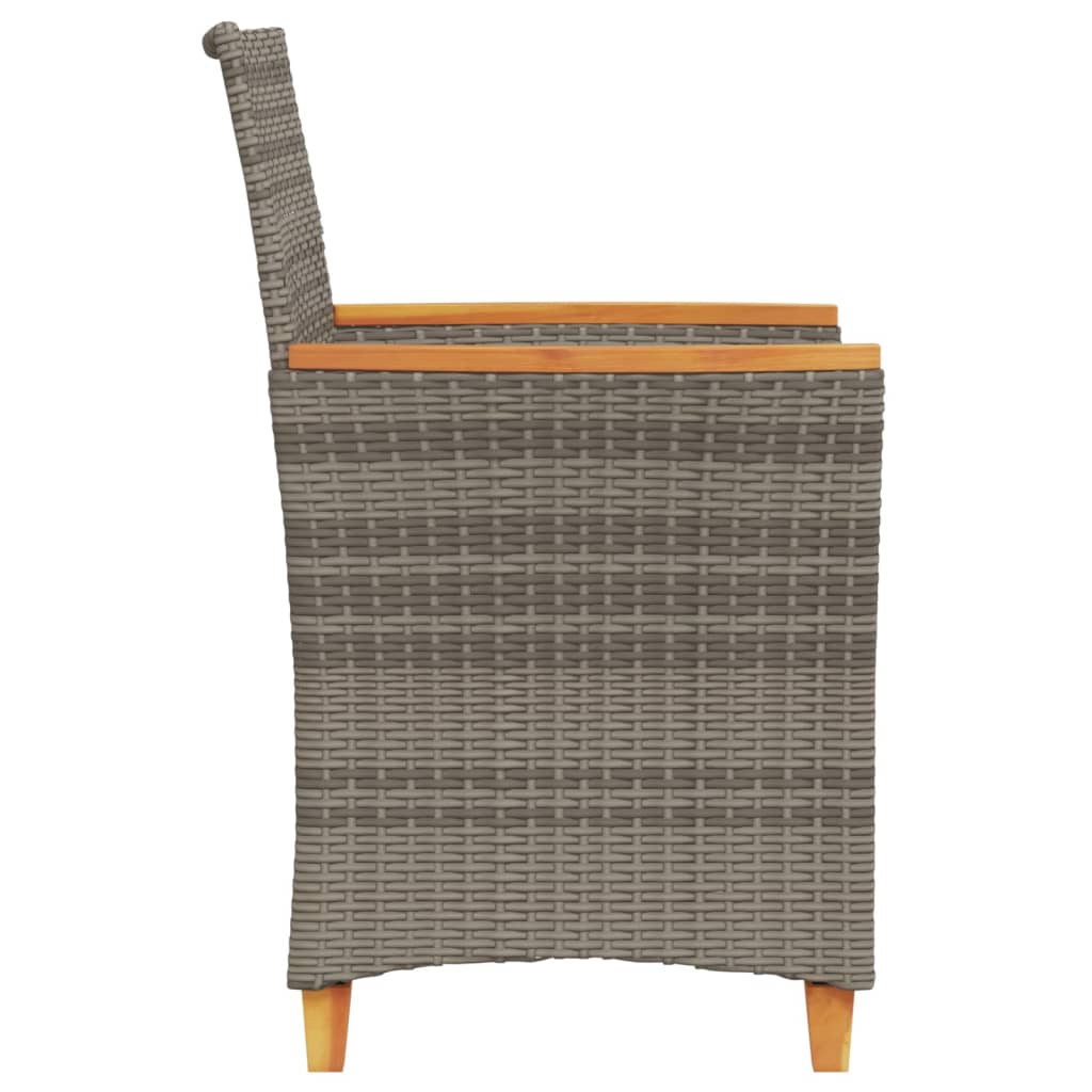 vidaXL Garden Chairs with Cushions 2 pcs Grey Poly Rattan&Solid Wood