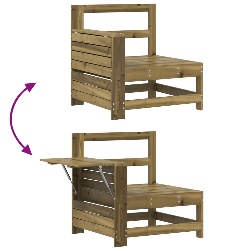 Garden Sofa | Natural wood colour | Impregnated pine wood | Compact