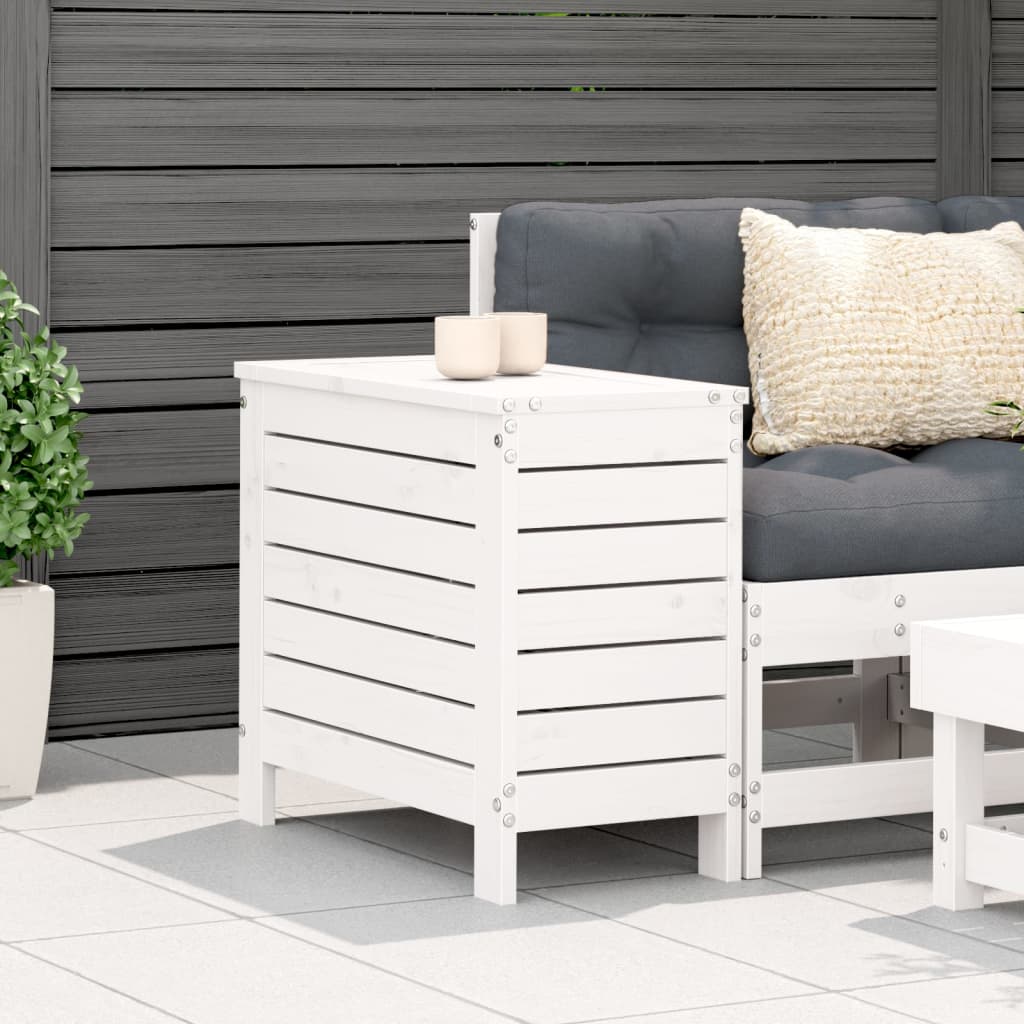Garden Footstool | White | Solid Pine Wood | Compact | Modular
