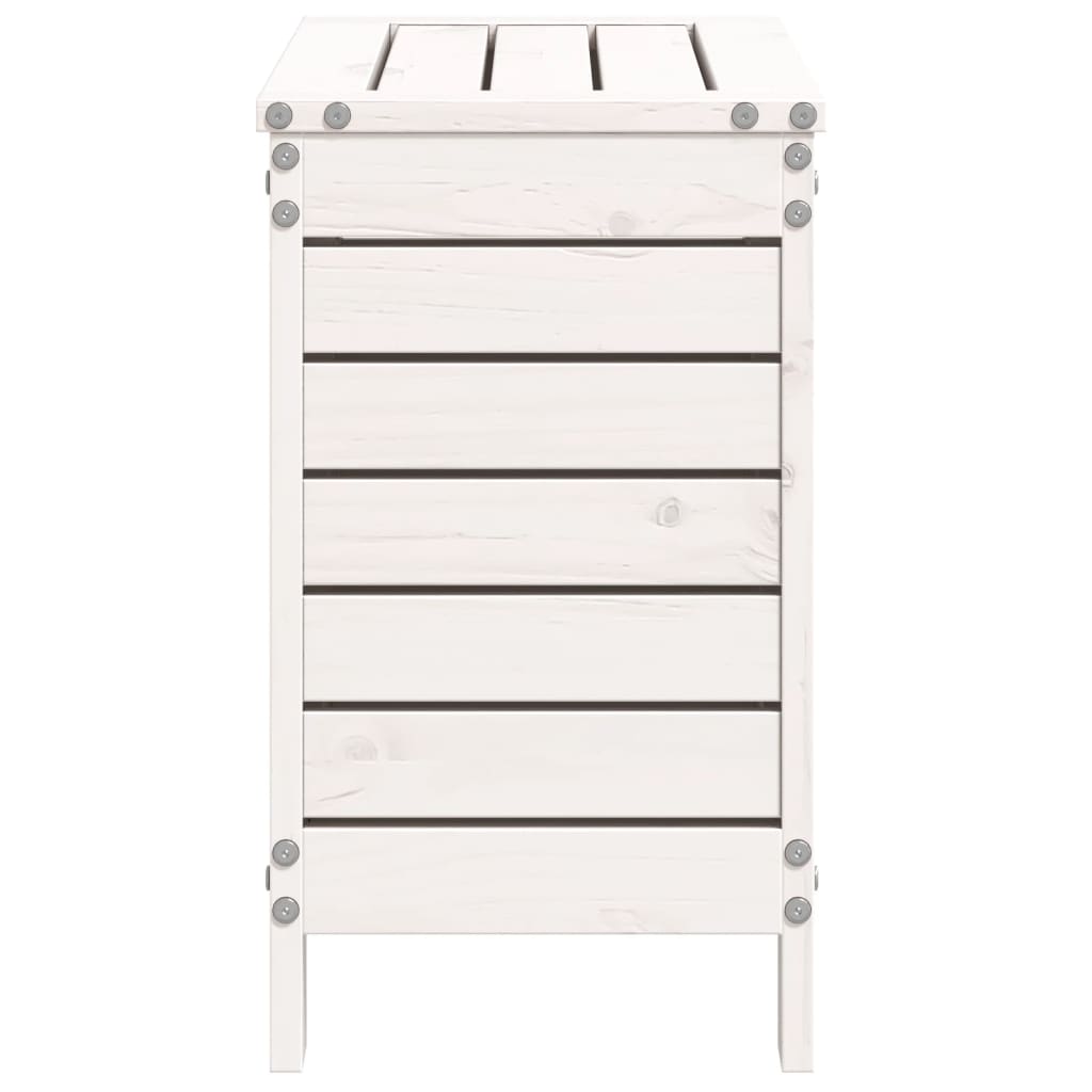 Garden Footstool | White | Solid Pine Wood | Compact | Modular