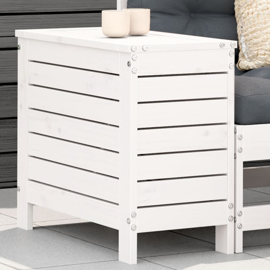 Garden Footstool | White | Solid Pine Wood | Compact | Modular