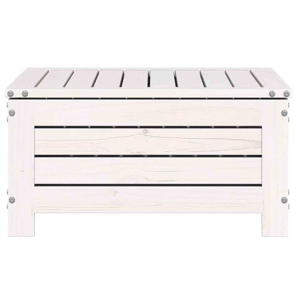 Garden Footstool with Cushion White Solid Wood Pine