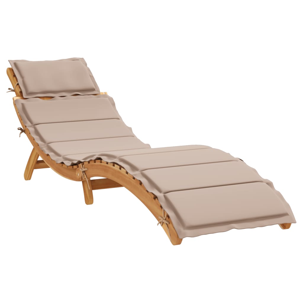 vidaXL Sun Lounger with Cushion Taupe Solid Wood Acacia