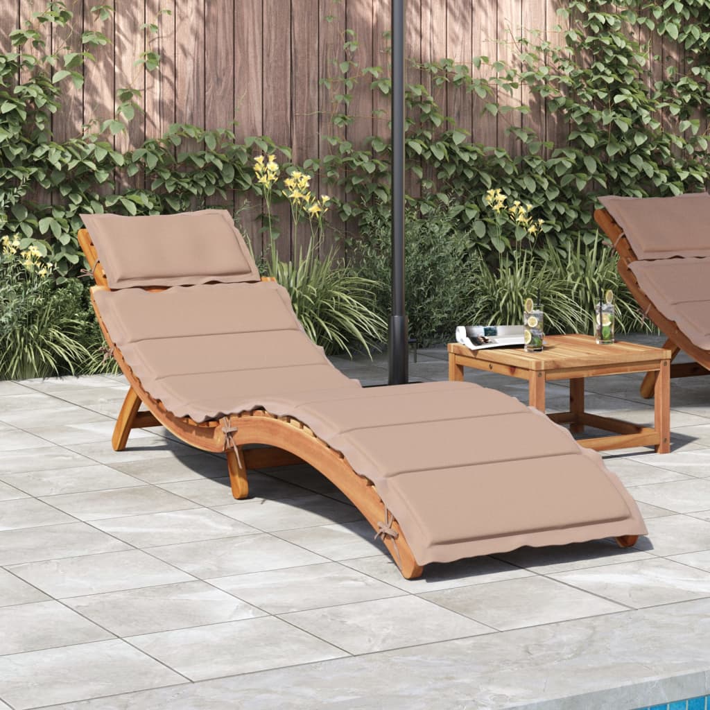 vidaXL Sun Lounger with Cushion Taupe Solid Wood Acacia