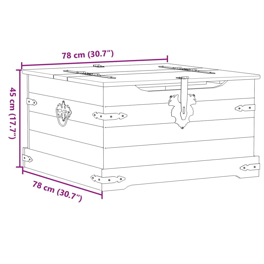 Storage Box "Corona" 78x78x45 cm Solid Wood Pine