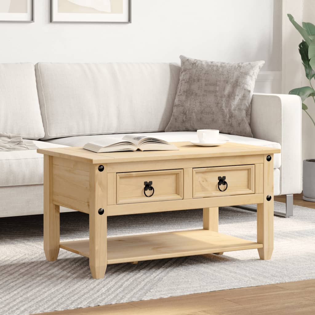 Coffee Table with Drawers "Corona" 85x50x45 cm Solid Wood Pine