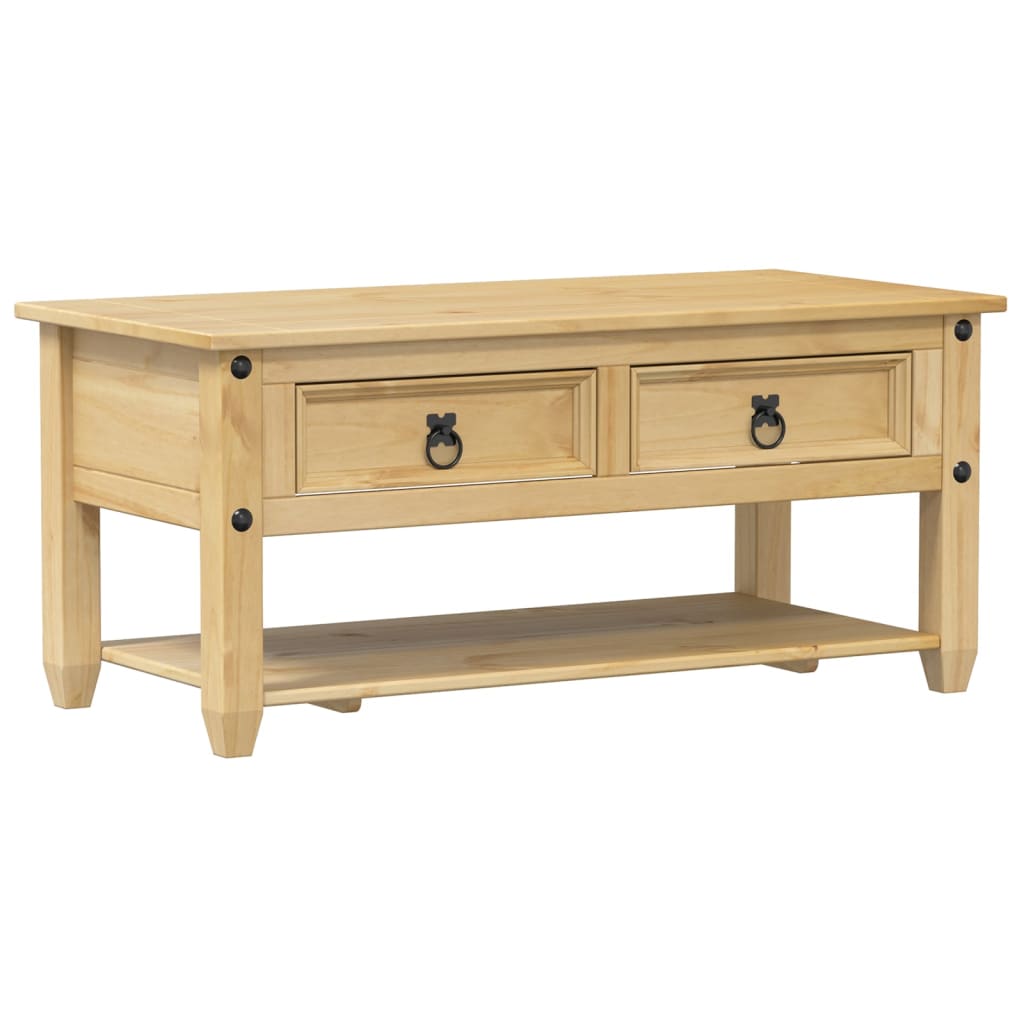 Coffee Table with Drawers "Corona" 100x48x45 cm Solid Wood Pine