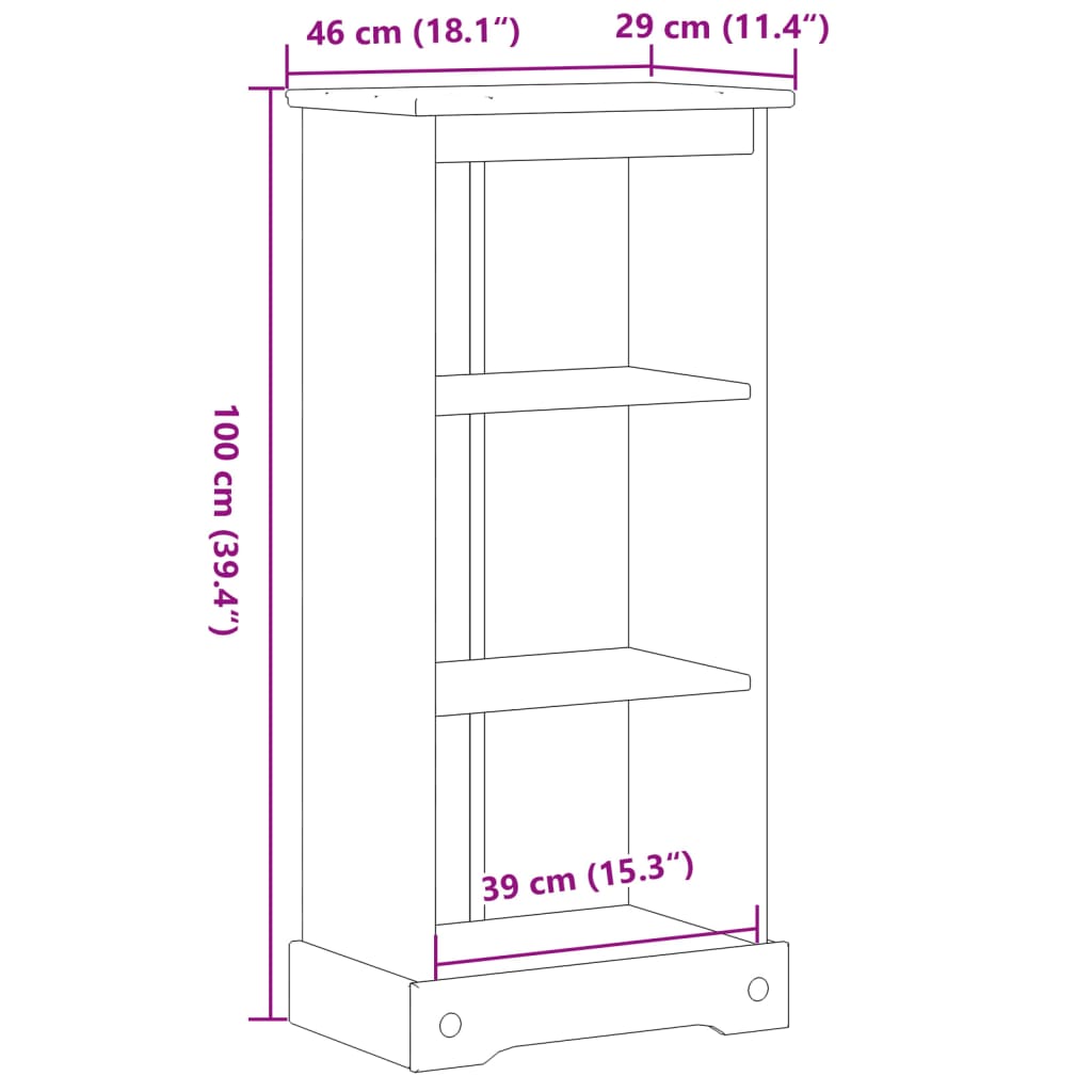 vidaXL Bookcase Corona 46x29x100 cm Solid Wood Pine