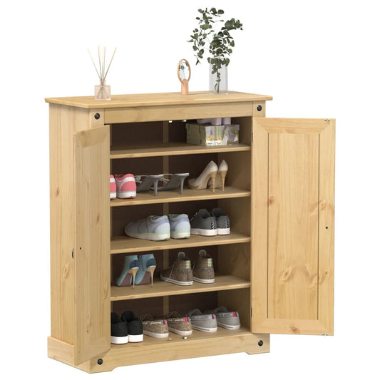 vidaXL Shoe Cabinet Corona 86x38.5x108 cm Solid Wood Pine