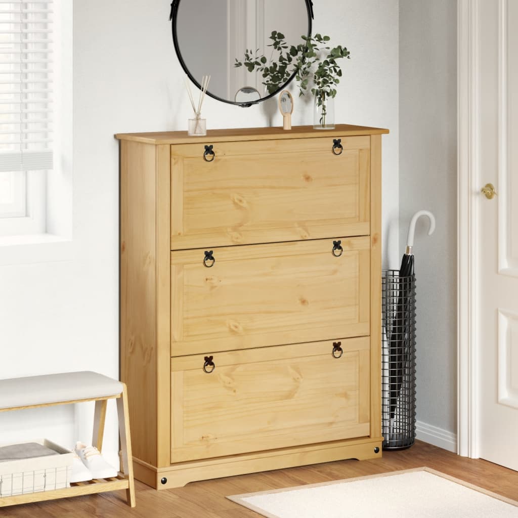 Shoe Cabinet "Corona" 99x32x124,5 cm Solid Wood Pine