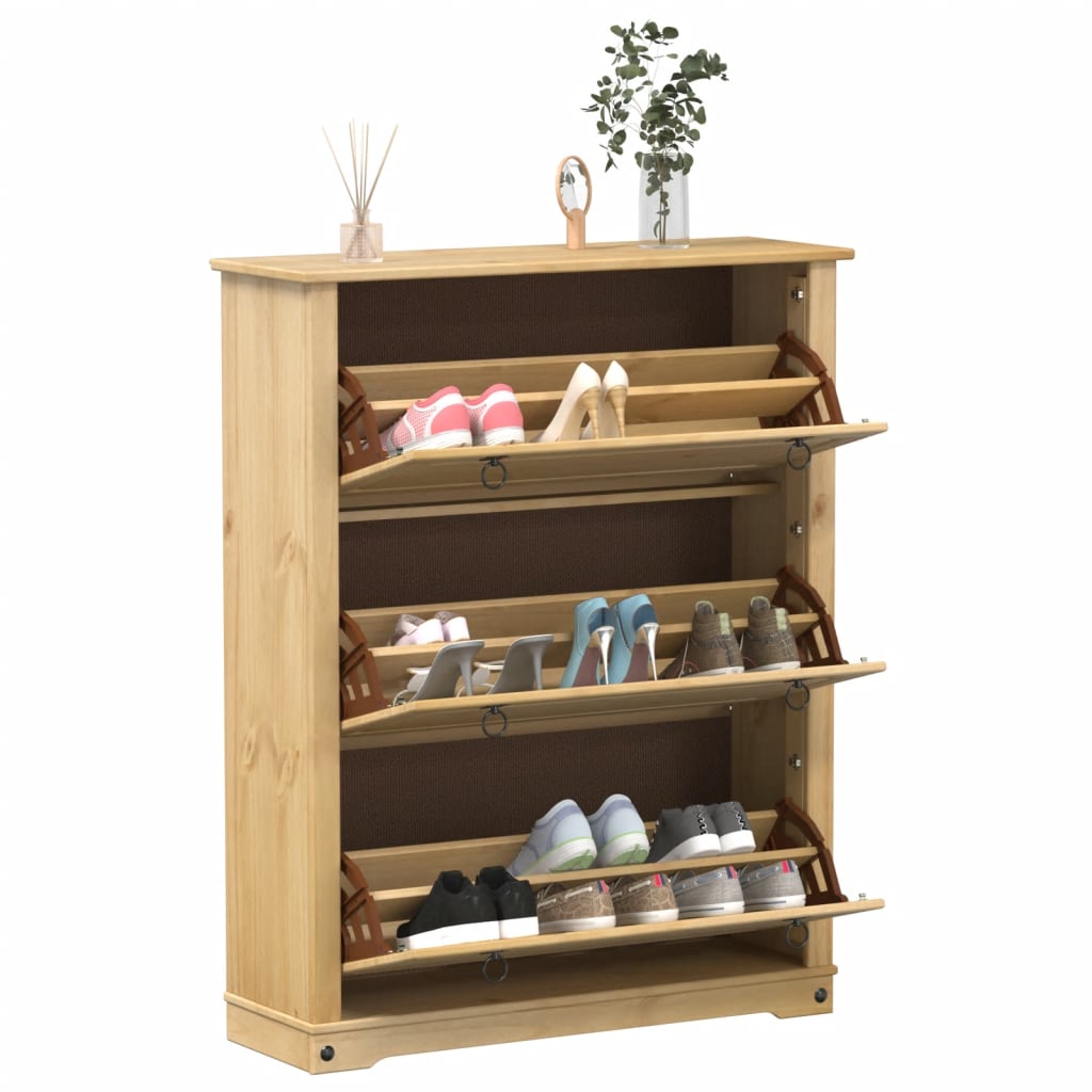 Shoe Cabinet "Corona" 99x32x124,5 cm Solid Wood Pine