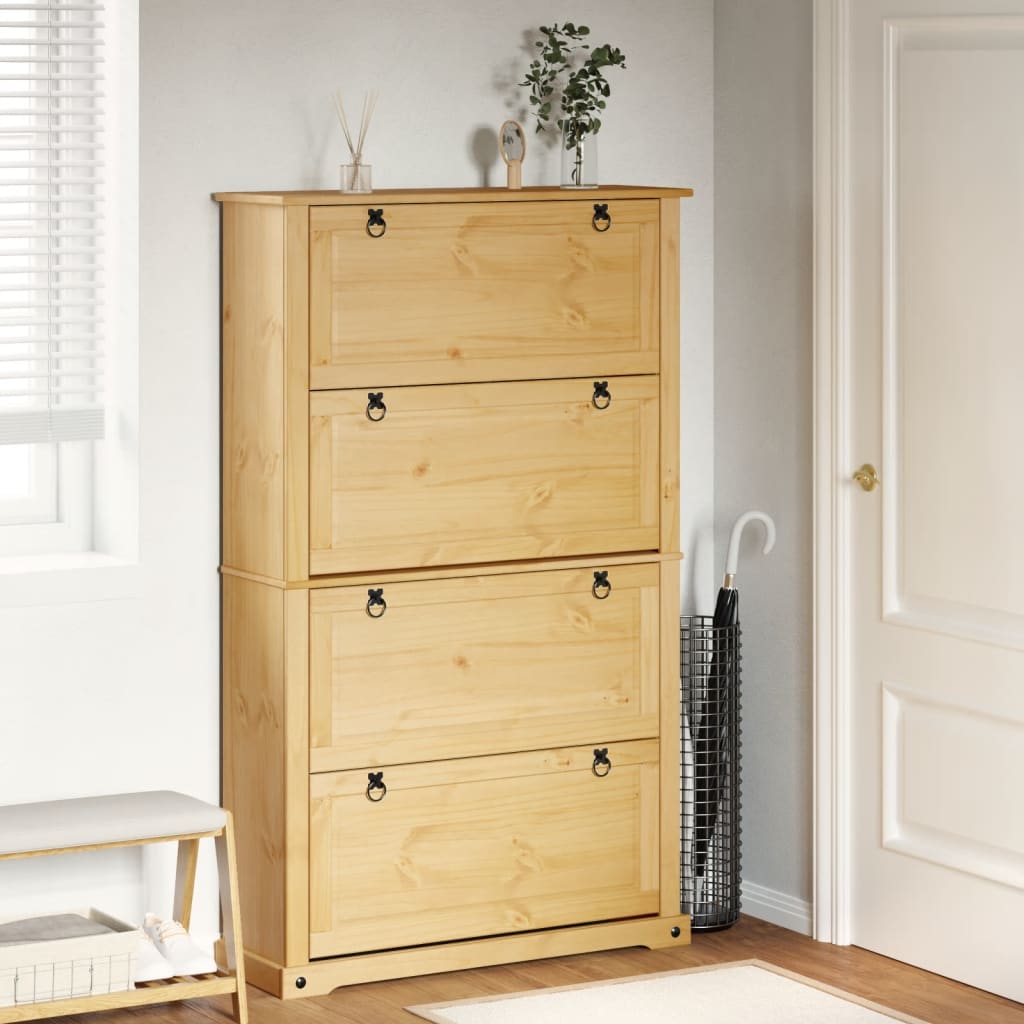 Shoe Cabinet "Corona" 99x32x163,5 cm Solid Wood Pine