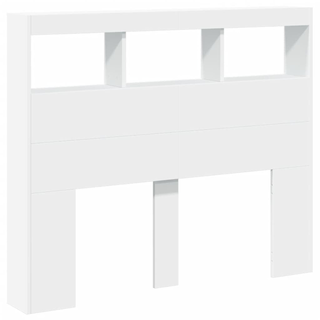 vidaXL Headboard Cabinet with LED White 120x17x102 cm