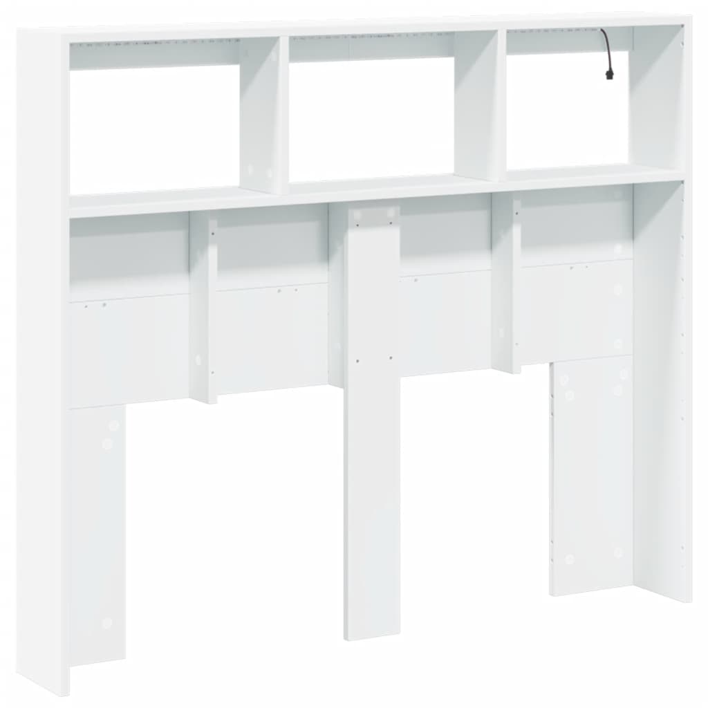 vidaXL Headboard Cabinet with LED White 120x17x102 cm