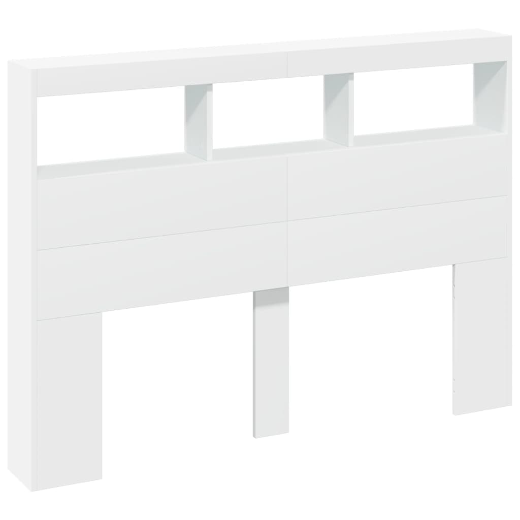 vidaXL Headboard Cabinet with LED White 140x17x102 cm