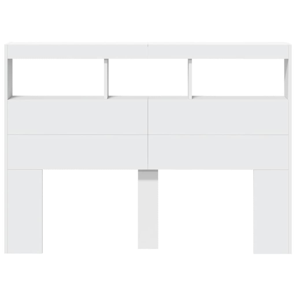 vidaXL Headboard Cabinet with LED White 140x17x102 cm