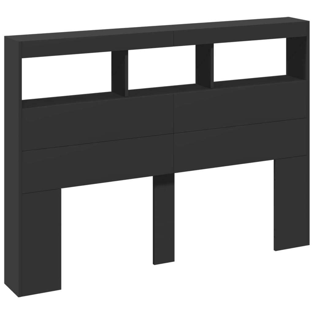 vidaXL Headboard Cabinet with LED Black 140x17x102 cm