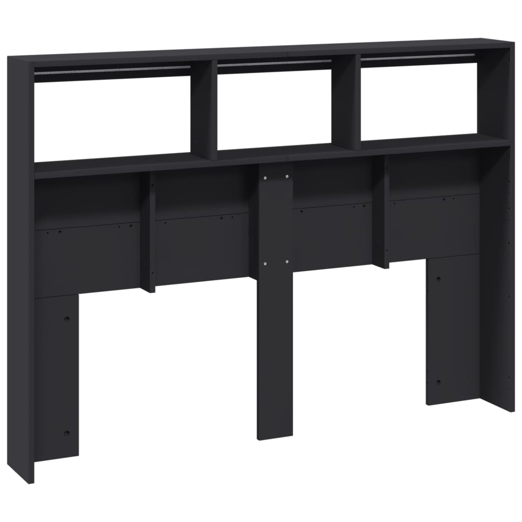 vidaXL Headboard Cabinet with LED Black 140x17x102 cm