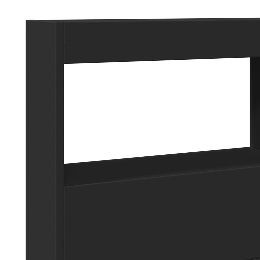 vidaXL Headboard Cabinet with LED Black 140x17x102 cm