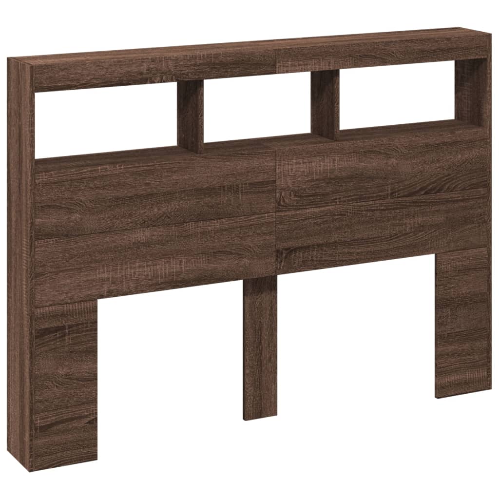 vidaXL Headboard Cabinet with LED Brown Oak 140x17x102 cm