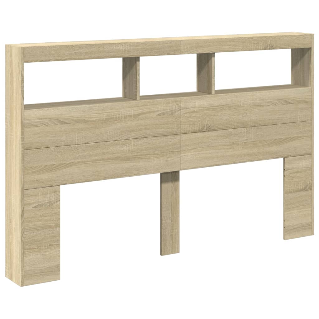 vidaXL Headboard Cabinet with LED Sonoma Oak 160x17x102 cm