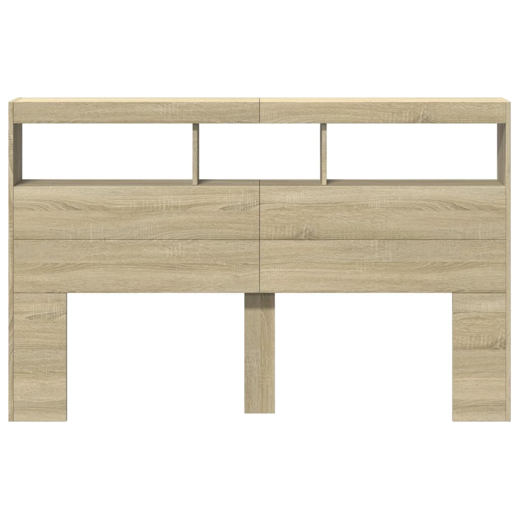 vidaXL Headboard Cabinet with LED Sonoma Oak 160x17x102 cm